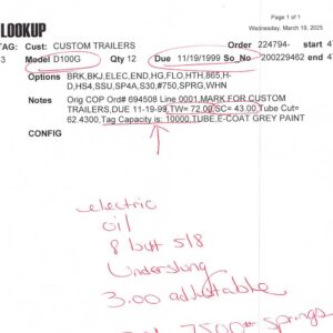 10GD 865 ELEC, REPLACING # SN=D4727053, HF=72, SC=43, UNDERSLUNG, ***10K HD ADJ SPRING SEATS